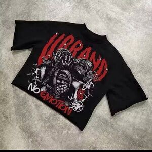 Vibrant Black Graphic Tee with Red Accents